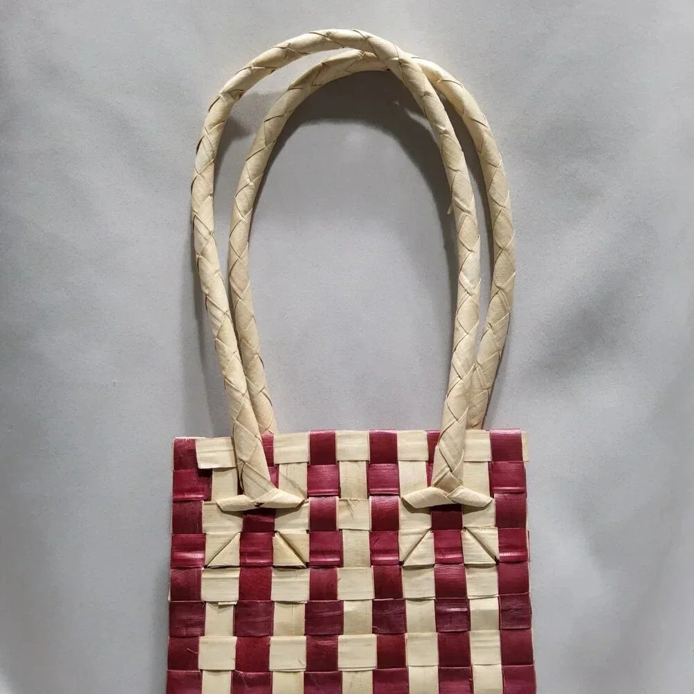 American Flag Woven Straw Grass Bag/ Basket Handmade - Picture 6 of 11